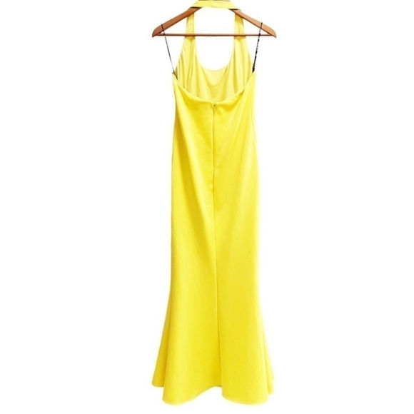 Black Halo Napa Halter dress in a vibrant yellow size 12. Trumpet skirt - Picture 4 of 7